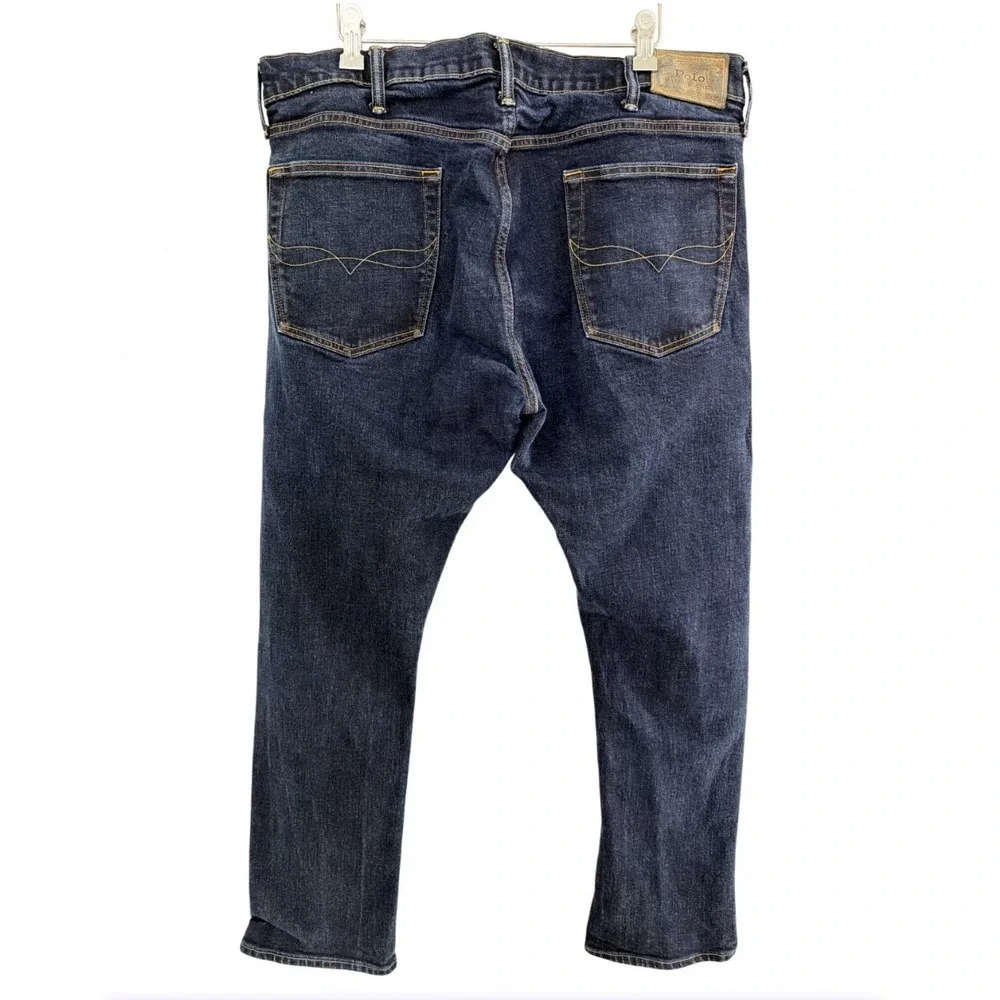 Polo Ralph Lauren Varick Slim Straight Jeans Mens 38x31 Dark Indigo Blue Stretch